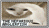 stamp that says 'the nefarious anglerfish' with a picture of a cat with its tail in front of its head
